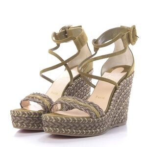CHRISTIAN LOUBOUTIN  Tresse Veau Velours Bodrum 110 Wedge Sandals Size 38/8